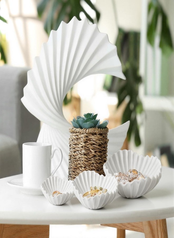 Afarnook 3 Pcs Ceramic Ruffle Bowl 3 Sizes Scalloped White Decorative Bowls Fruit or Key Holder for Modern Home Decor Entryway Living Room Coffee Table Centerpiece Decor Christmas Housewarming Gifts - Image 5